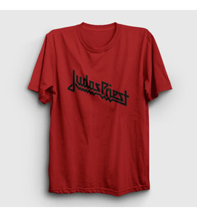 Presmono Unisex Sarı Logo Judas Priest T-Shirt 88121tt (Kırmızı)