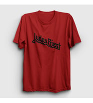 Presmono Unisex Sarı Logo Judas Priest T-Shirt 88121tt (Kırmızı)