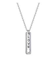 Kişiye Özel 925 Ayar Gümüş Dikey Plaka Love Kolye (Gümüş)