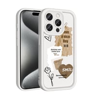 iPhone 15 Pro Max Kılıf Kamera Korumalı Baskılı Arka Yüzey Klas Kapak (Beyaz)