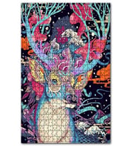 Cakapuzzle Retro Renkli Geyik Şekilli Görsel Puzzle Yapboz MDF (Ahşap) (255 Parça)