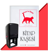 Kişiye Özel  Sevimli Kedi 8 Tarihli Kitap Kaşesi (Kırmızı)