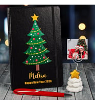 eJOYA Yeni Yıla Özel Defter Kalem Ve Fotoğraflı Çam Ağacı Notluk Hediye Seti 91102 (Siyah)