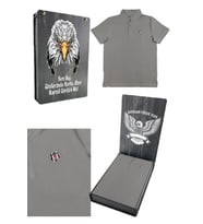 Beşiktaş Orijinal Polo Yaka Çocuk T-shirt Hediyelik Ahşap Kutulu (Açık Gri)
