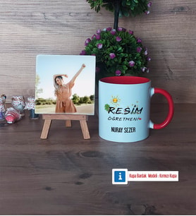 Resim Öğretmeni Fotoğraflı Dekoratif Taş, Kupa Bardak Beyaz Hediye (Model 2)