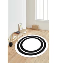 Dijital Baskılı Kaymaz Taban Yıkanabilir Yuvarlak Salon Halısı Koridor Halısı Paspas NDY-HS-530 (Beyaz)