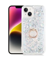 Apple iPhone 14 Kılıf Zore Milce Simli Pullu Yüzüklü Kılıf (Gümüş)