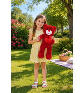 50 cm Kalpli Peluş  Sevimli Ayıcık (Kırmızı)