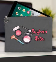 BK Gift Kişiye Özel İsimli-1 Tablet Çantası 30x21cm(12 Renk Seçeneği), Ipad Çantası, Baskılı Tablet Kılıfı (Antrasit)