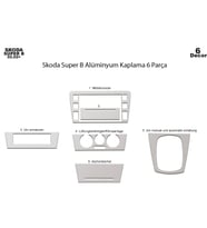 Meriç® Skoda Super B Ön Torpido Kaplama Maun 6 Parça 2002-2007 (Alüminyum)
