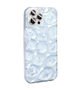 iPhone 15 Pro Kılıf Simli 3D Desenli Hacar Kılıf (Beyaz)