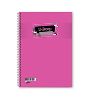 Düz Çizgisiz 60 Yaprak Spiralli Defter A4 Boy Plastik Kapak (1 Adet ) (Pembe)