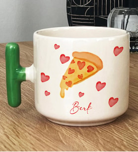 Kişiye Özel Pizza Lover Hediye T Kupa Bardak (Yeşil)
