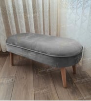 Ultra Lüks Oval Parrot Puf Ahşap Ayak (Gri)