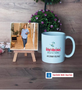 Diş Hekimi Asistanı Fotoğraflı Dekoratif Taş, Kupa Bardak Beyaz Hediye Diş Hekimi Asistanına Hediye (Model 1)