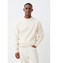 Erkek Bisiklet Yaka Rahat Kalıp 3 iplik İçi Polarlı Kalın Sweatshirt SPR25SW36 (Ekru)
