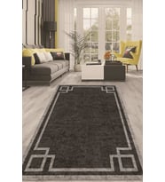 Dijital Kaymaz Taban Yıkanabilir Modern Renkli Salon Halısı Mutfak Halısı Yolluk ND-HT-363 (Siyah)