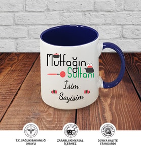 Anne Temalı Kişiye Özel İsim ve Fotoğraf Baskılı Kupa Bardak No:006 (Lacivert)