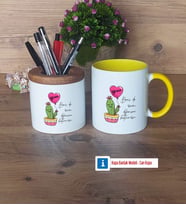 Arkadaşa Hediye Kaktüs Kalemlik, Kupa Bardak T Kişiye Özel Hediye Doğum Günü Hediyesi (Model 10)