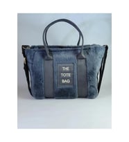 THE TOTE BAG Peluş Uzun Nubuk Kolon Askılı Kadın El ve Omuz Çantası (Gri)