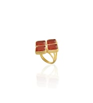 Kadir Jewellery 22 Ayar Altın Kaplama Kadın Zirkon Taşlı Yüzük (Kırmızı)
