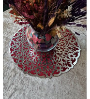 runner/yuvarlak/orta sehpa örtüsü/supla/s.deri işlemeli/46cm/ (Bordo - Gümüş)