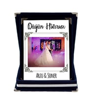 Düğün Hatırası Evlilik Hediyesi - Fotoğraflı ve İsimli Plaket (Lacivert)