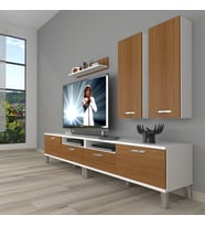 Decoraktiv Eko 5200D Mdf Krom Ayaklı Tv Ünitesi Tv Sehpası (Beyaz - Ceviz)
