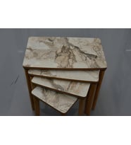 zigon sehpa 4 lü ahşap (Beyaz-Mermer)