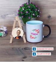İsme Özel Kupa Bardak Beyaz ve Fotoğraflı Ahşap Anahtarlık Hediye (Model 9)