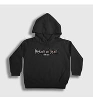 Presmono Unisex Çocuk Beyaz Logo Anime Attack On Titan Kapüşonlu Sweatshirt 124107tt (Siyah)