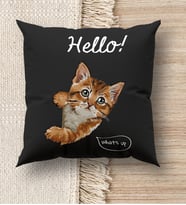 BK Gift Kedi Tasarımlı Premium Kumaş Siyah Kırlent Yastık, Ev Hediyesi, Ev Dekorasyonu, Dekoratif Hediye (Model 3)