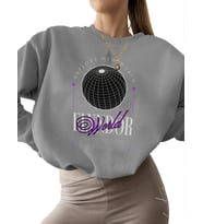 Sweatshirt Elyndor logolu tişört tasarımı Baskılı bisiklet yaka 3 iplik şardonlu kadın erkek kalın (Gri)