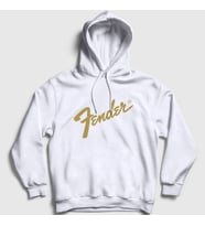 Presmono Unisex Beyaz Logo Fender Gitar Gitarist Kapüşonlu Sweatshirt 442638tt (Beyaz)