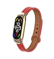 Xiaomi Mi Band 7 Kordon Dikişli Deri Kordon 68 (Kırmızı)