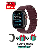 Akıllı Saat Watch ULTRA2 49MM Kordon Hediyeli - Son Versiyon (Bordo-Siyah)