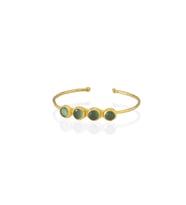 Kadir Jewellery 22 Ayar Altın Kaplama Zirkon Taşlı Ayarlanabilir Trend Bilezik (Açık Yeşil)