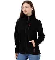 Store Kadın Polar Tam Fermuarlı Outdoor 3 Cepli Spor Polar Ceket (Siyah)