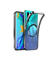 Huawei P50 PRO Kılıf Kamera Lens Korumalı Renkli Magsafe Şeffaf Silikon (Mavi)