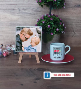En İyi Baba Fotoğraflı Dekoratif Taş, Ahşap Altlıklı Türk Kahvesi Fincanı Hediye Babaya Doğum Günü Hediyesi (Model 3)