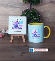 Developer Dekoratif Taş, Kupa Bardak Kırmızı Hediye (Model 6)