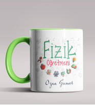 Kişiye Özel Fizik Öğretmeni Tasarımlı Siyah Renk Kupa Bardak 8 (Yeşil)