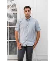 Advante Slimfit Katlamalı Kol Hasırlı Armürlü Yaka Düğmeli Erkek Gömlek (Mavi)