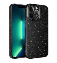 Uyumlu Model Apple iPhone 12 Pro Max Kılıf Simli Silikon Lüks Kapak (Siyah)