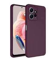 Xiaomi Redmi Note 12 4G Kılıf Kamera Korumalı iÇi Süet Dokulu Lansman Tipi Silikon (Koyu Mor)