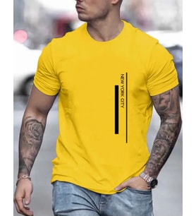 AMOR MAN ÖZEL TASARIM NEW YOK CİTY ŞERİT BASKILI OVERSİZE YENİ TREND ERKEK T-SHIRT (Sarı)