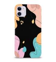 PrintiFy Apple iPhone 11 Uyumlu Lansman Kılıf Karışık Renkler Tasarımlı İçi Kadife Kapak (Siyah)