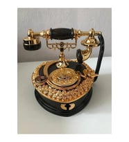 Müzikli Nostaljik Telefon - 2 Bölmeli Takı Kutusu Mücevher Kutusu (Siyah)
