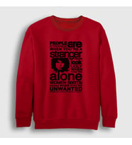Presmono Unisex Beyaz Stranger The Doors Sweatshirt 116830tt (Kırmızı)
