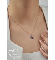 KELEBEK KOLYE MİNİMAL GOLD-ROSE-GÜMÜŞ RENK 925 AYAR GÜMÜŞ KOLYE (Mavi)
